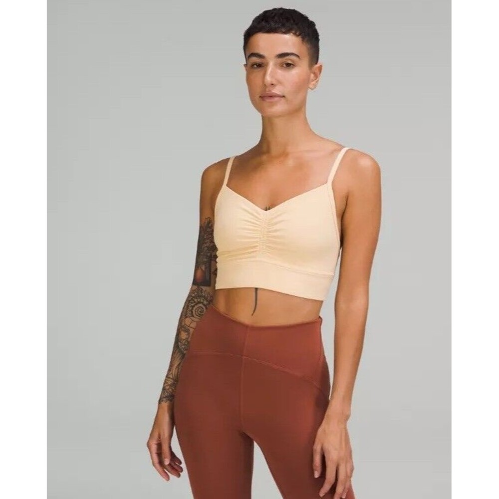 Lululemon Nulu Front Gather Sports Bra Sz 6 Prosecco color running yoga Gym